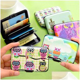 Storage Bags Cute Owl Printed Wallet Case Credit Card Holder 7 Cards Slots Theft Proof With Extra Security Layers Lz0509 Drop Delive Dhhq2