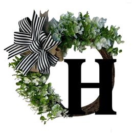 Decorative Flowers Unique Last Name Year Round Front Door Wreath With Bow Welcome Sign Garland Creative 26 Letter Outside Hanger Decor