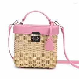 Evening Bags Fashion Rattan Box Women Handbags Wicker Woven Lady Shoulder Crossbody Bag Luxury Summer Beach Straw Female Travel Purses