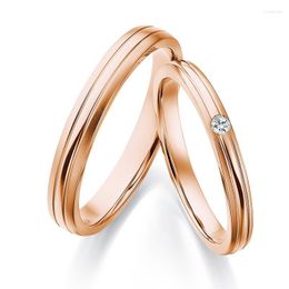 Cluster Rings Simple Genuine Diamond 18K Real Solid Gold Wedding Propose Pair Bands For Women Men Lover Couple Bride Groom Fancy Jewellery