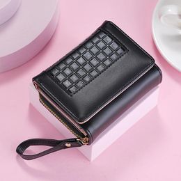 Wallets Girl Personalized Short Coin Bag Wallet With Checkered Ultra-thin Large Capacity Purse Party Handbag Mini
