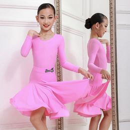 Stage Wear Latin Competition Dress Girls Costume Long Sleeve Modern Dance Salsa Clothing Samba Outfit Tango JL3561