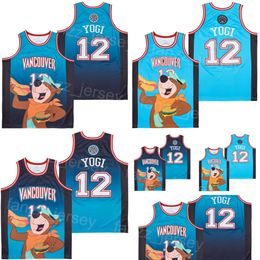 12 Vancouver Yogi Teal Space 90s Jersey Moive Basketball HipHop Pullover University Retro For Sport Fans Vintage Blue Team Breathable College Pure Cotton College
