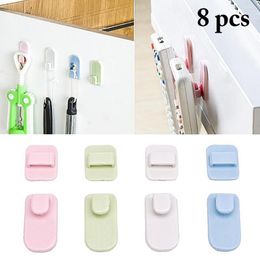 Hooks Self Adhesive 8pcs Sticky Hook Set TV Air Conditioner Remote Control Key Practical Wall Storage Holder Strong Hanger