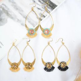 Dangle Earrings Rice Bead Water Drop Originality Tassel Hand Knitting Bohemia Alloy Fashion Simple Beaded