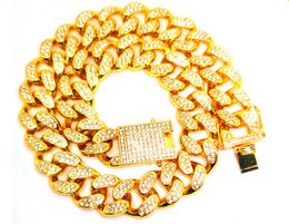 necklace for mens chain cuban link gold chains iced out Jewellery Trendy Cuban Chain with Diamond Bracelet 20mm Full Diamond Necklace for Men and Women