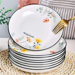 Plates Plate Dish Household Loaded With Fried Vegetables Wholesale Special 7/8 Inch High Value Round Deep