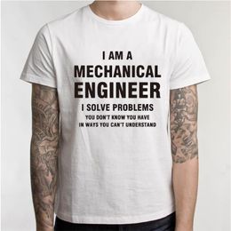 Men's T Shirts I Am A Mechanical Engineer Solve Problems Shirt If Your Car Sounds Like Funny Mechanic BIRTHDAY GIFT TO DAD WHITE T-SHIRT