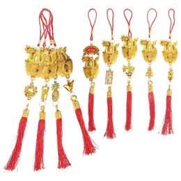 Decorative Flowers 9Pcs Chinese Style Tassel Dragon Pendant For Car Hanging Mixed