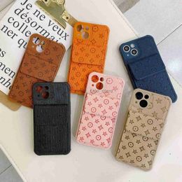 Fashion designer Old Flower Card Insert Leather phone cases iphone 14 11 12 13 Pro Max 12 13 Mini 7 8 Plus X XS XR XSMAX Embossed Card Case