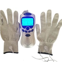 Face Massager 8 Modes Electronic Pulse Therapy Massage Tens Acupuncture Unit Electrode Gloves Physiotherapy Body Muscle Relaxation 231123