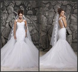 Wedding Dress 2023 Beautiful Court Train Illusion Transparent Back Beaded Lace Mermaid Spring Dresses Bridal Gowns