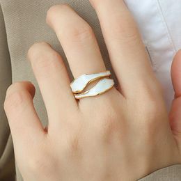 Cluster Rings Retro Gold Colour Double Oil Drip Open Women Luxury Irregular Adjustable Finger Ring Trendy Wedding Jewellery Gift