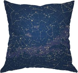 Pillow Case Star Map Cover City Light Constellation In Night Sky Cotton Linen Decorative 18x18 Inch Square Cushion