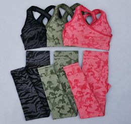 Yoga Outfit Colors Seamless Camo Set Women Fitness Workout Sport Suit Adapt Gym Clothing Leggings Bra Femme Sportswear2726180