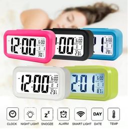 Plastic Mute alarma LCD LCD Temperatura inteligente Lindo Calendario de luz de noche de alarma digital fotosensible