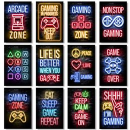 Wallpapers Sleep Game Repeat Gaming Wall Art Poster Prints Gamer Canvas Painting Canvas Picture for Kids Boys Room Decorative Playroom J230224