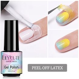 Nail Polish LILYCUTE 7ml5ml Peel off Latex Odourless Cold-resistant White Nail Art Care Edge Protector Nail Art Stamping Tools 231123