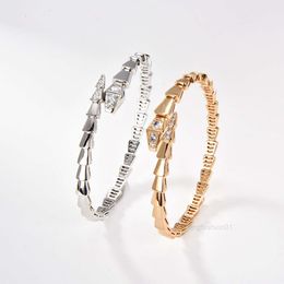 Women Italian Brand Bracelet Classic Snake Water Diamond Inlaid Spring Style Jewelry Designer Precision Polished Smooth Dazzling Bright Bangle