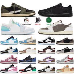 Panda designer jumpman 1 scarpe da basket basse uomo donna sneakers jump man 1 low jorden1s traviss reverse mocha traviss scott cactus jack sail scarpe da ginnastica fantasma nere