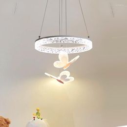 Pendant Lamps Children's Room Lights Nordic Warm And Romantic Girl Bedroom Princess Led Butterfly Chandelier Luxury