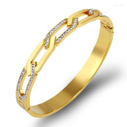 Bangle Luxury Hollow Cross CZ Crystals Bracelets Bangles For Women Men Stainless Steel Jewelry Fashion Gifts