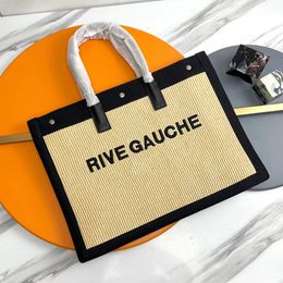 Bolsa feminina e bolsa em relevo Rive Gauche bolsa masculina em tecido de linho Grande loja de praia bolsas de luxo designer de moda em lona de viagem bolsa de ombro crossbody