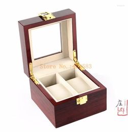 Jewelry Pouches High Quality 2 Slot Glossy Wooden Watch Box Bracelet Chain Bangle With Glass Top