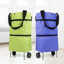 Shopping Bags Folding Shopping Pull Cart Trolley Bag With Wheels Foldable Shopping Bags Reusable Grocery Bags Food Organiser Vegetables Bag 230424