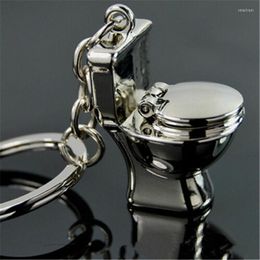 Keychains 1PC Silver Plated Toilet Seat Key Chain For Car Metal Chains Symbol Ring Keychain Men Women Gift