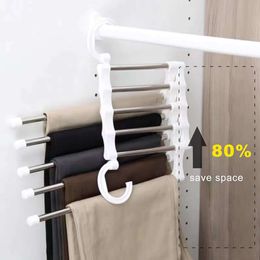 New 5 IN 1pants Storage Hanger Organiser Hangers Save Wardrobe Space Magic Folding Pant Rack Tie Hanger Shelves Closet Organiser