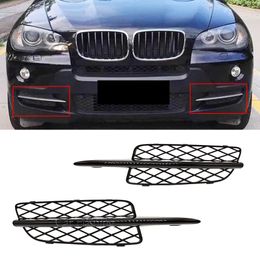 Fog lamp Glossy Black Honeycomb Front Bumper Lower Grille fog Light Grille Bezel Covers For BMW X5 E70 2007 2008 2009 2010