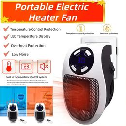 Other Home Garden Mini Heating Stove Portable Electric Socket Heater 500W LED Display Wall-Outlet Air Heater with Remote Control Warmer Machine 231123