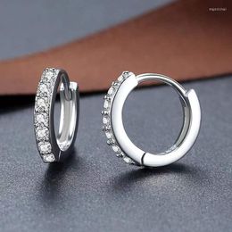 Hoop Earrings 925Silver Pin Women's Fashion High Quality Jewellery Single RowFull Crystal Super Sparkly Zirconia Girls'