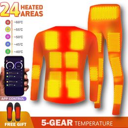Men's Down Parkas Heated Thermal Underwear Men Fleece Heating Underwear Suit Warm USB Battery Powered Smart Phone APP Control Temperature Winter 231123