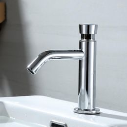 Bathroom Sink Faucets Wash Basin Faucet Time Delay Copper Cold Water Tap Touch Press Auto Saving For Home Public Toilet El Office