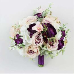 Decorative Flowers & Wreaths Handmade European Purple Romantic Bouquets Wedding Bride Bridesmaid Decoration Holding Bouquet Studio S