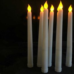 50pcs Led battery operated flickering flameless Ivory taper candle lamp candlestick Xmas wedding table Home Church decor 28cmH H269Y