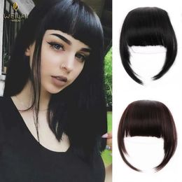 Bangs WEILAI Clip in Hair Bangs Extension Hairpiece Synthetic Natural Fake Bang Hair Piece Air Bangs Clip on Bangs Black Brown 231123