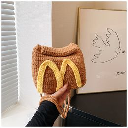 Cute Letter Woollen Woven Bag Fashion Handmade One Shoulder Versatile Crossbody Bag