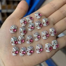 Nail Art Decorations 10pcs Shiny Diamond Metal Skull Charms 3D Halloween Gothic Punk Retro Alloy Manicure DIY Jewellery 58 231123