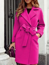Women's Wool Blends Elegant Wool Blends for Women Long Sleeve Streetwear Korean Fashion Jackets Pockets Slim Autumn Winter Coats 231123