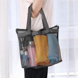 Storage Bags Toiletry Bag Large Capacity Transparent Breathable Zipped Design Sturdy With Pocket Wet And Dry Separation Beach Mesh Travel