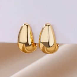 Vintage Chunky Dome Drop Earrings for Women Gold Plated Stainless Steel Thick Teardrop Earring Statement Wedding Jewellery Gift