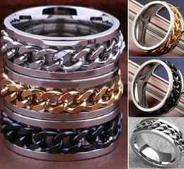 Cluster Rings Wholesale 100pcs Mix Lot SPIN Chain Stainless Steel Men's Spinner Quality Fashion Jewellery