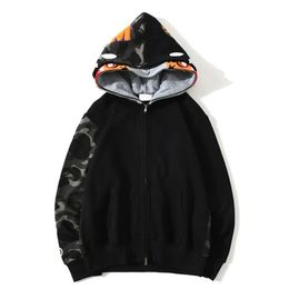 Shark Men Hoodie Designer Women full zip up Hoodies Casual Hoody Sleeve Clothing camouflage Jacket Tops High Street long sleeve Streetwear Sweater EH50