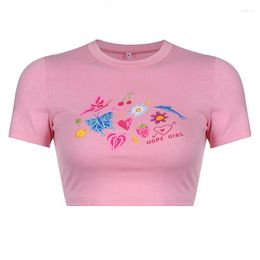 Women's T Shirts Girl Cute Style Butterfly Dolphin Print Casual Short Section T-shirt Women