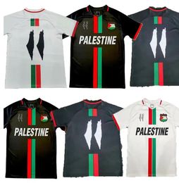 2023 2024 Palestine soccer Jerseys Black Centre Stripe Red Green Football Shirt War Justice March Football uniform S-2XL