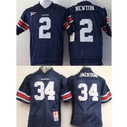 Молодежь 2 Кэмерон Ньютон 34 Bo Jackson Custom College Auburn Tigers Jerseys Blue Kids Boys Настройка Американской футбольной одежды сшит