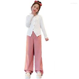 Clothing Sets Child Girl Set 7 Years Long Sleeve Tops And Wide Leg Pants Casual Two Pieces Spring Summer Comfortable Leisure Outfits